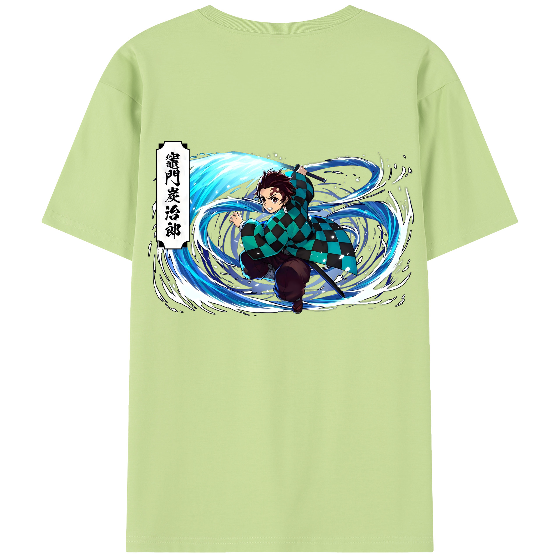（画像用） 鬼滅の刃 竈門 炭治郎／かまど たんじろう Kamado Tanjirou 綿100％半袖Tシャツ（背面プリント）